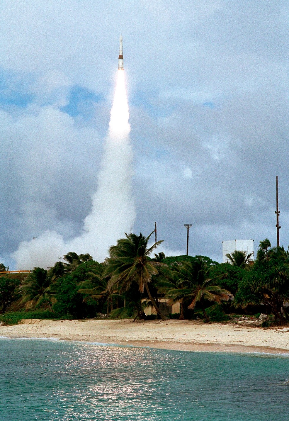 An exoatmospheric kill vehicle is launched from Meck Island 